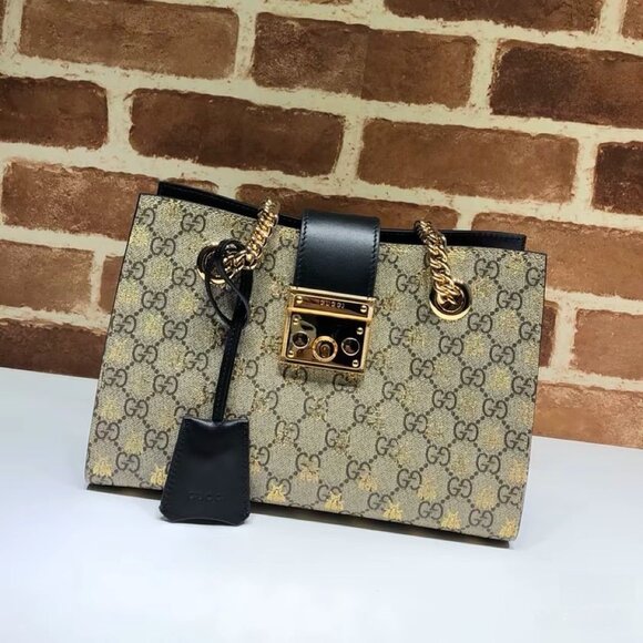 GUCCI Padlock Lock Bag Shoulder Crossbody Handbag Ebony/Black - Picture 1 of 5